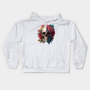 Two face floral skull Kids Hoodie